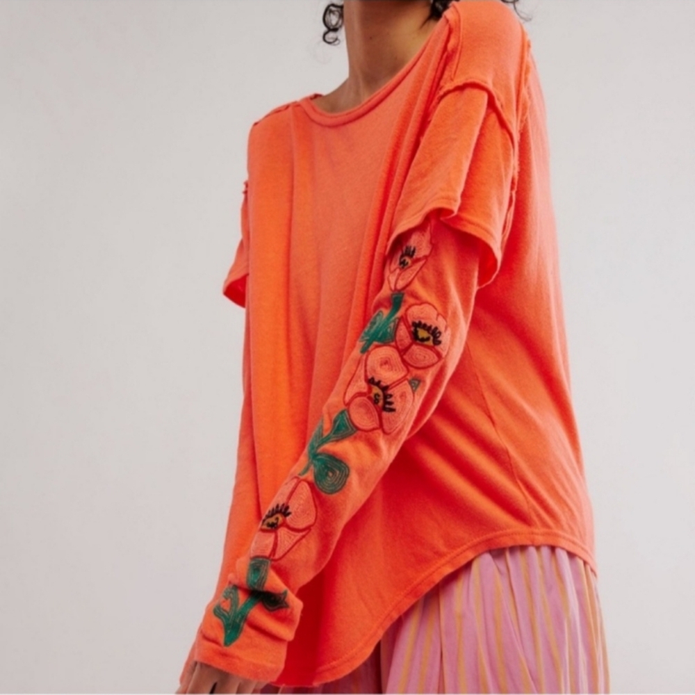 Free People Not Your Poppy long sleeve tee- NWOT